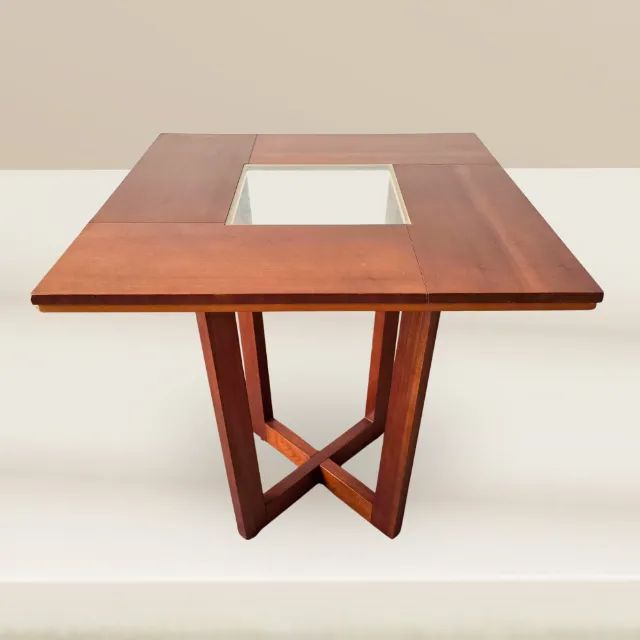 Mesa Lateral com Vidro 75x75 Imbuia - Foto 2