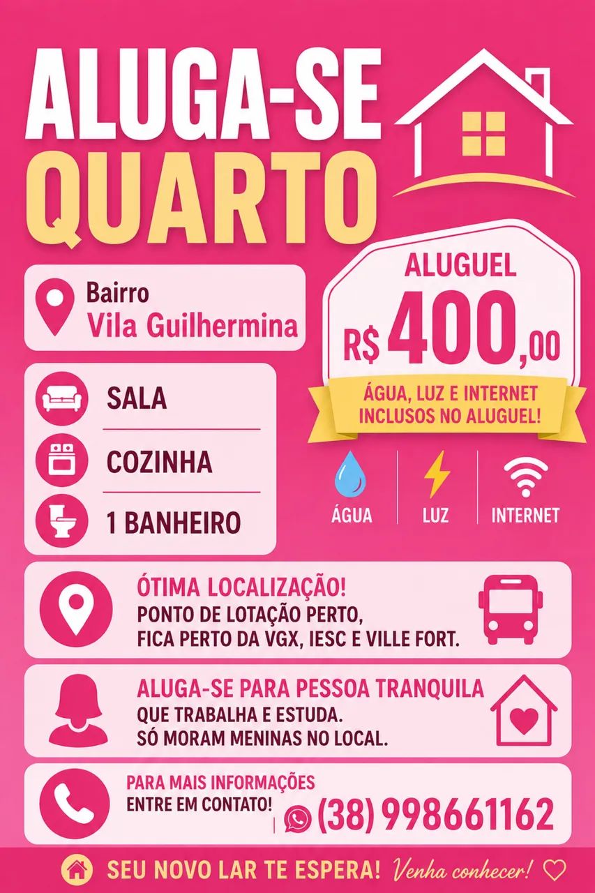 ALUGO QUARTO FEMININO 