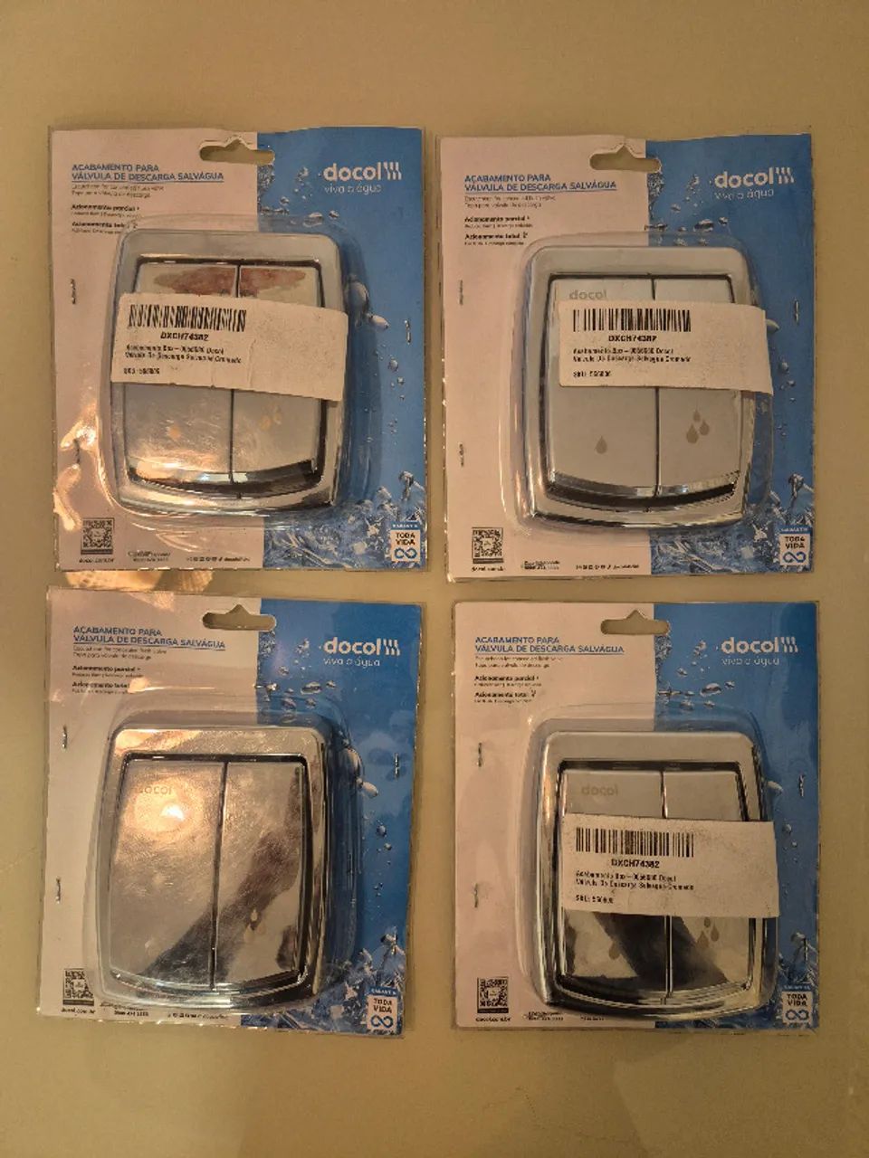 Kit com 4 unidades de Acabamento Box-0056680 Docol Válvula De Descarga Salvagua Cromado