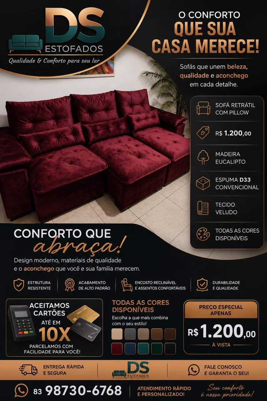 SOFÁ RETRÁTIL COM PILLOW