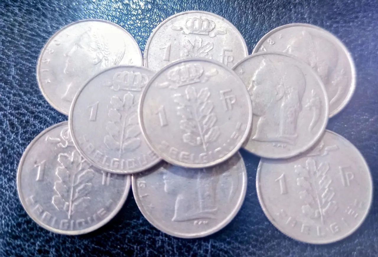 9 Moedas Belga 1 Franco Belga 