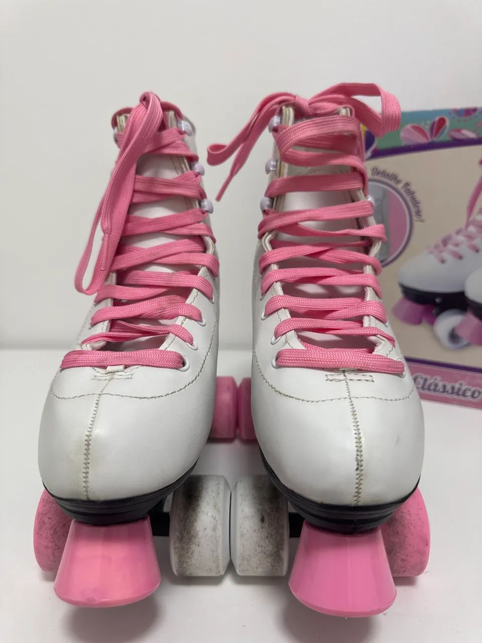 Patins branco e rosa 4 rodas marca FUN utilizado apenas uma vez (tam. 37-38) - Foto 5