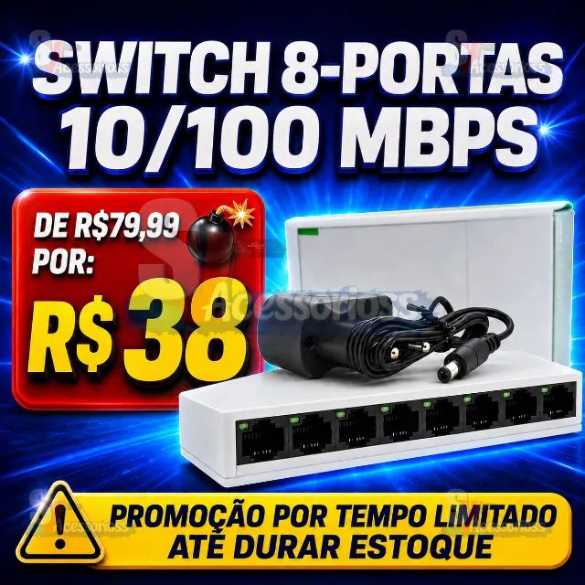 Switch 8 Portas 10/100 Mbps