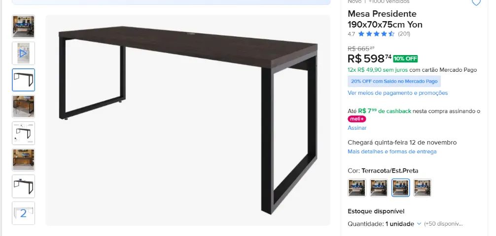 Mesa Presidente 190x70x75cm - Foto 4