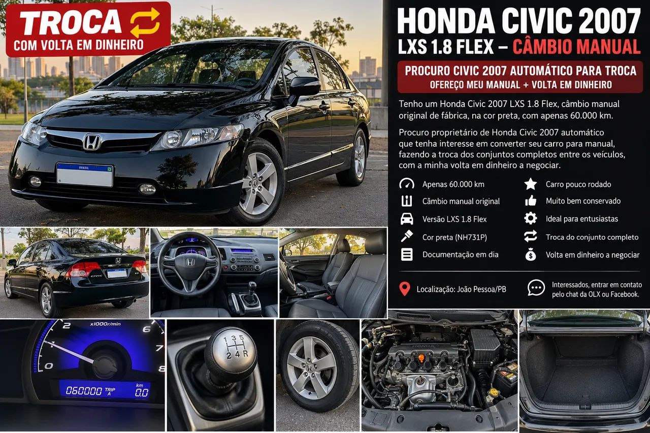 Honda Civic 1.8 LXS 16V FLEX 4P MANUAL 2007