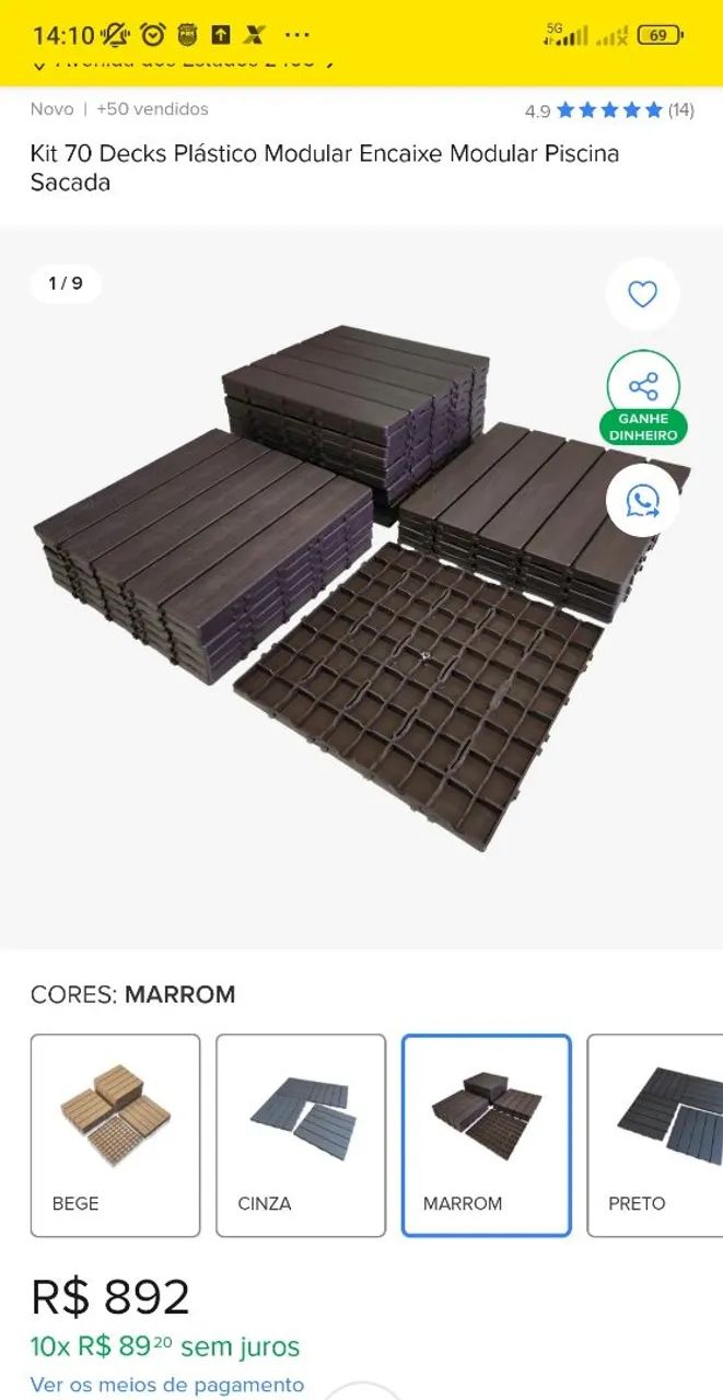 Modular Deck Kit with 75 Units, 30x30 cm