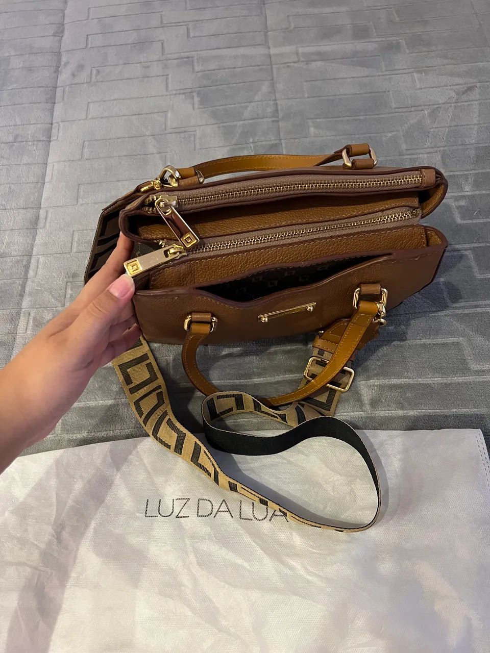 Bolsa Luz da Lua Original - Couro Legítimo Caramelo Com Dust Bag - Bolsa Tote - Foto 2