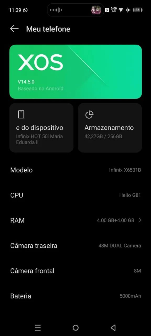 Infinix HOT 50i, modelo X6531B, 