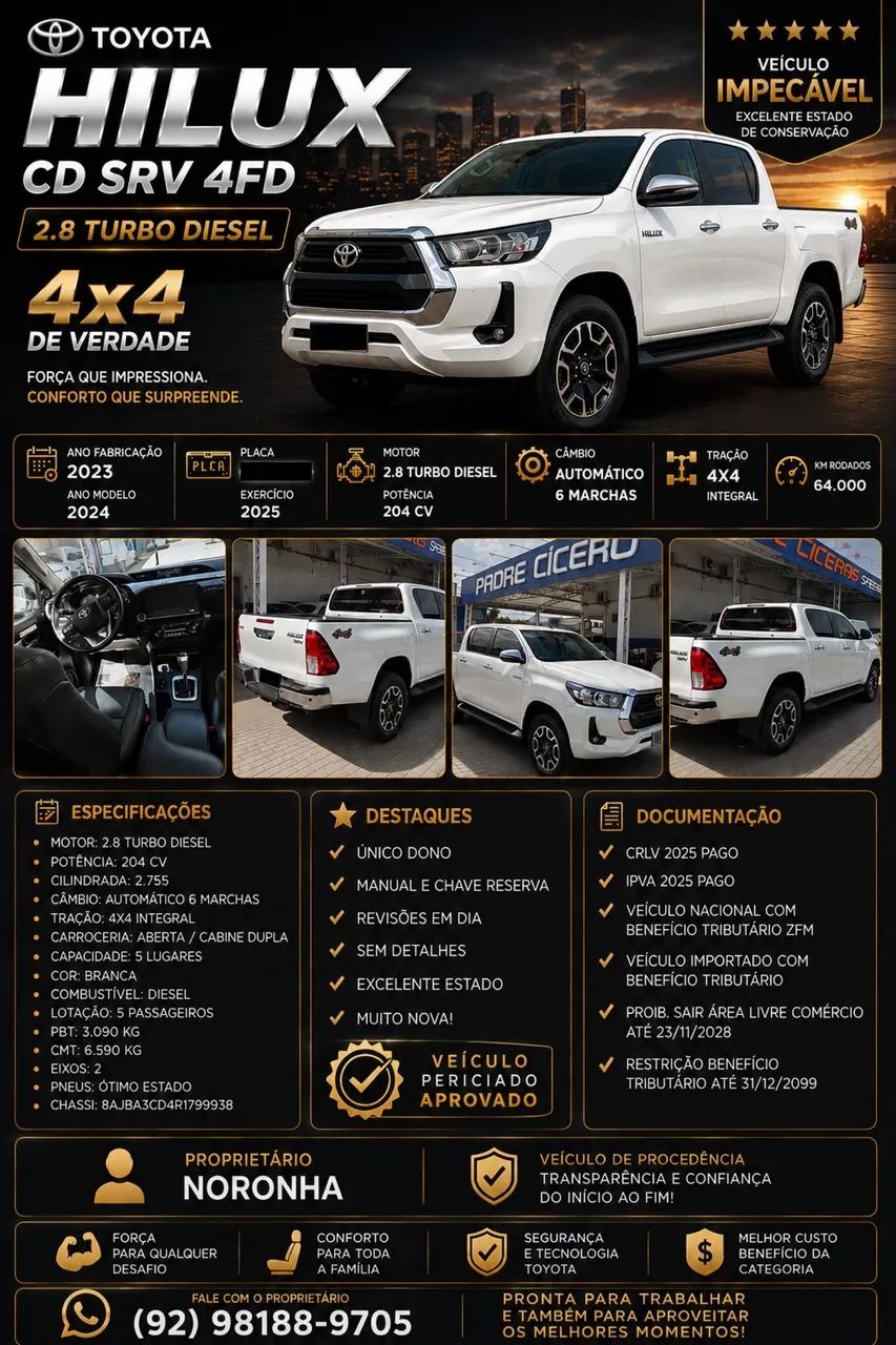Toyota Hilux Hilux CD SRV 4x4 2.8 TDI Diesel Aut. 2024