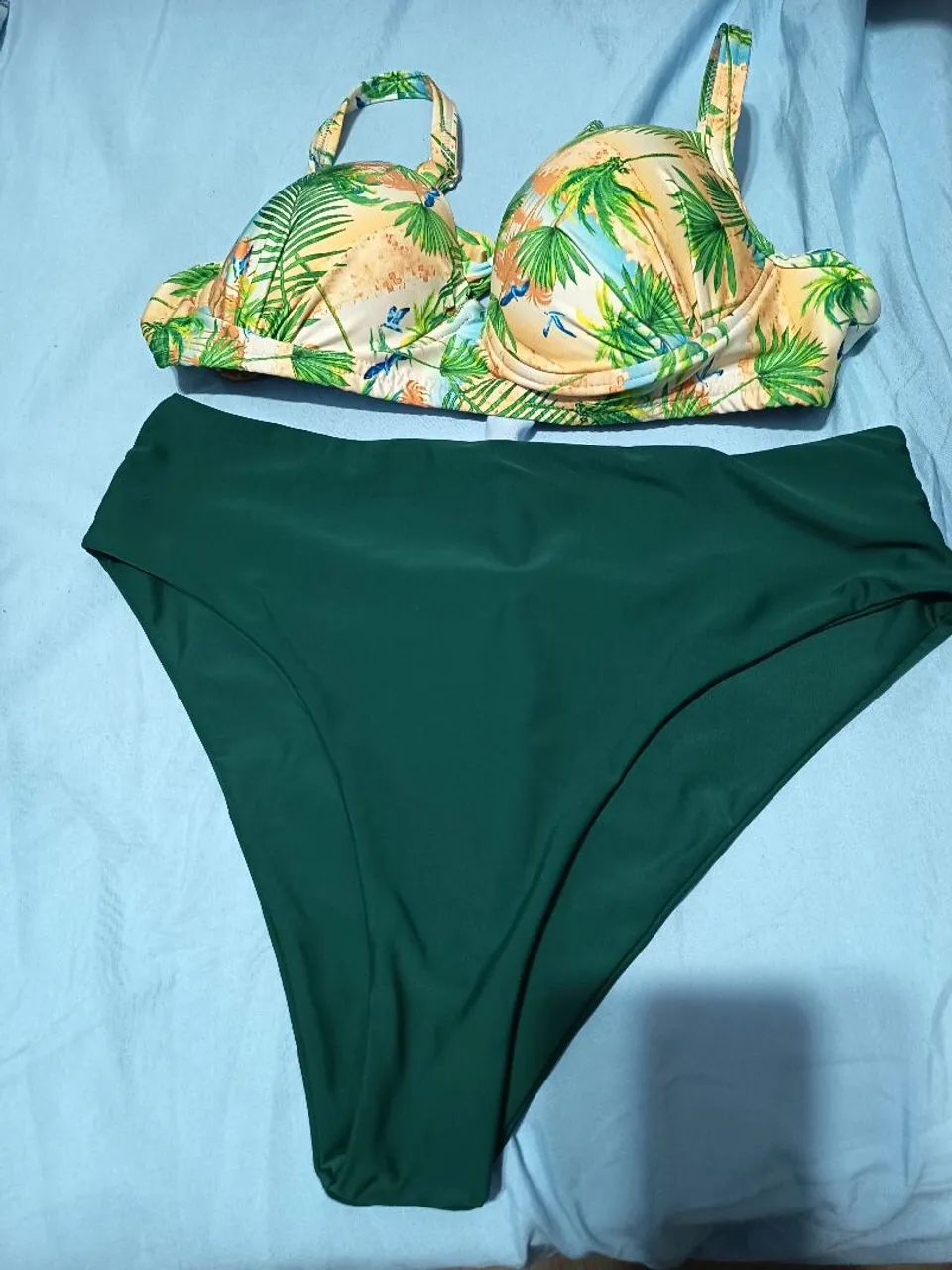 Biquíni plus size GG verde musgo com top bojo Novos
