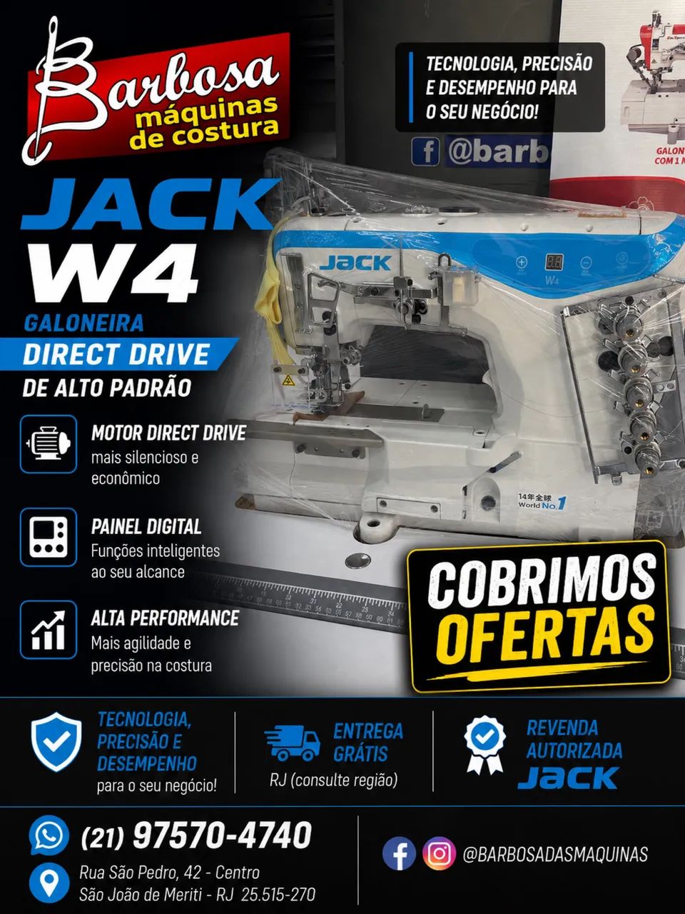 MÁQUINA COLARETE JACK W4 NOVA NA CAIXA 