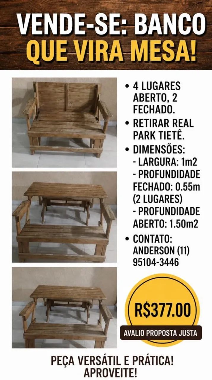 Banco que vira mesa - Foto 4