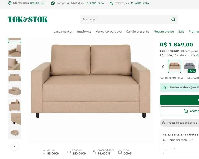 Sofá 2 lugares tok stok - Foto 3