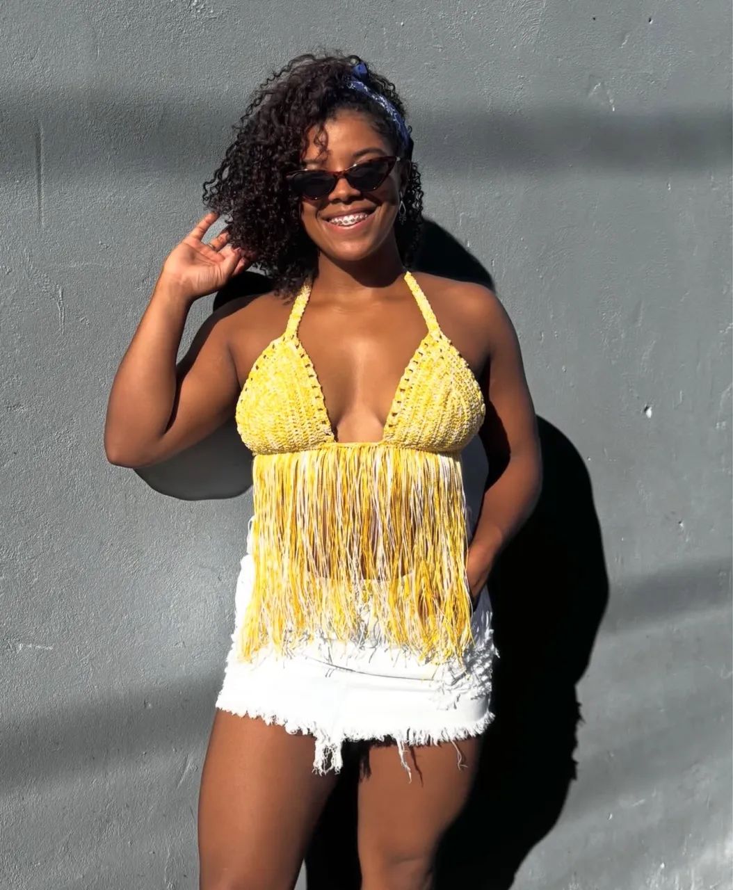 Top de crochê com franja   - Foto 2