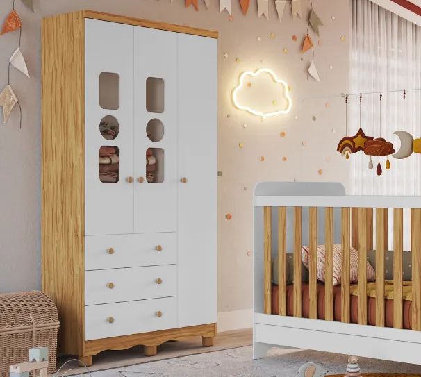 Guarda Roupa Infantil 3 Portas Tedy 100% MDF