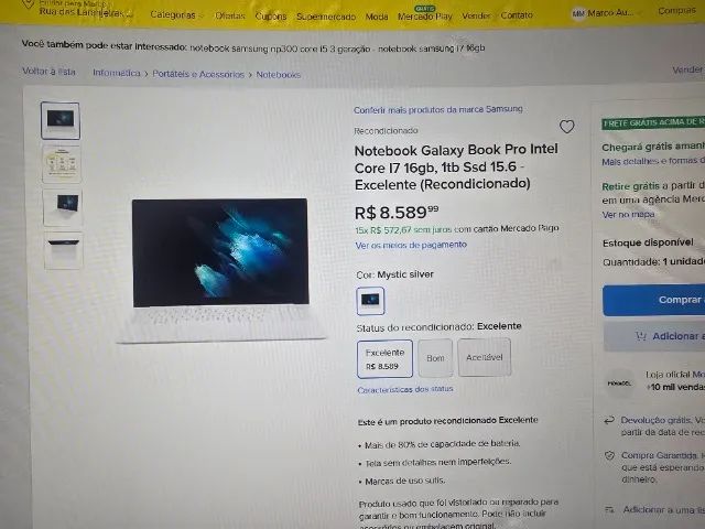 Notebook samsung book pro i7 16gb 1 tera gen11  - Foto 3