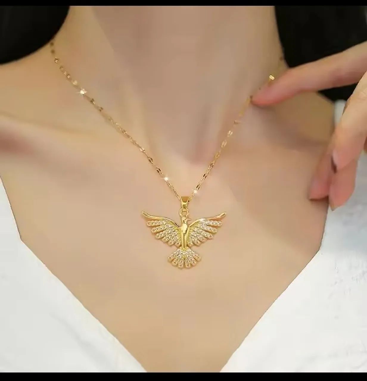 Colar banhado a ouro, pingente simples 