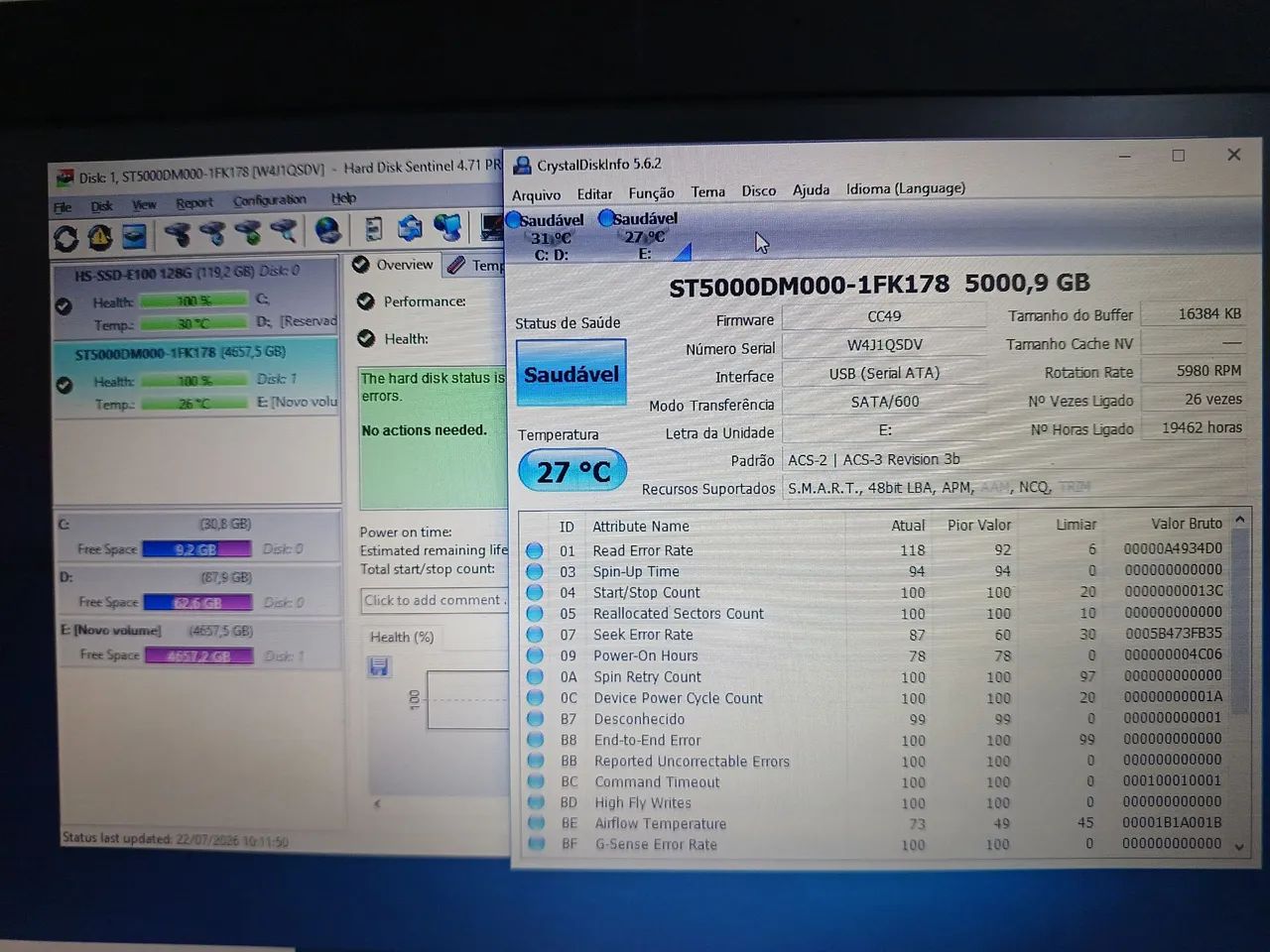 Hd seagate 5TB nvr cftv dvr CPUs 100% saudável  - Foto 5