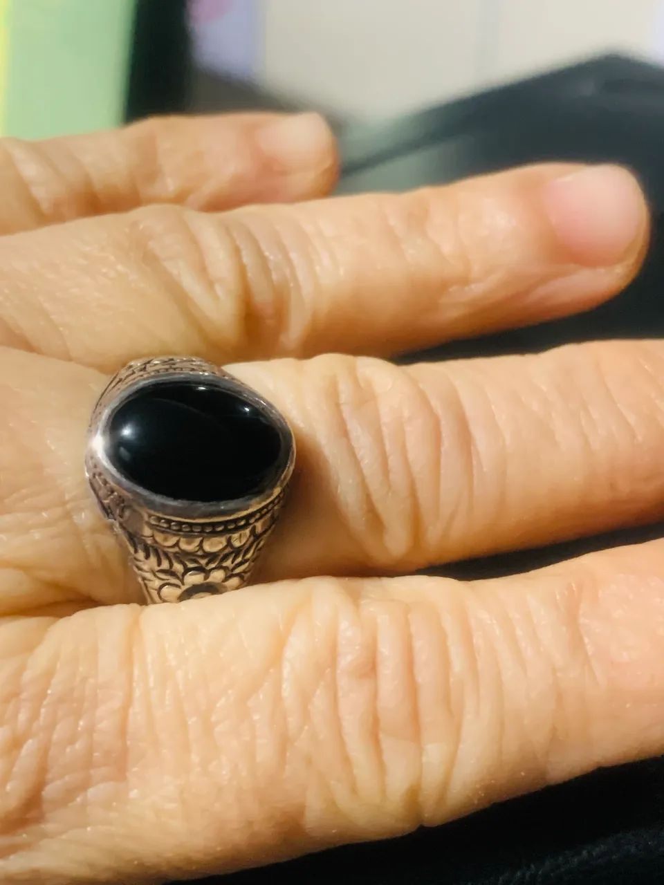 Anel Masculino Turco em Prata com Pedra  - Foto 2