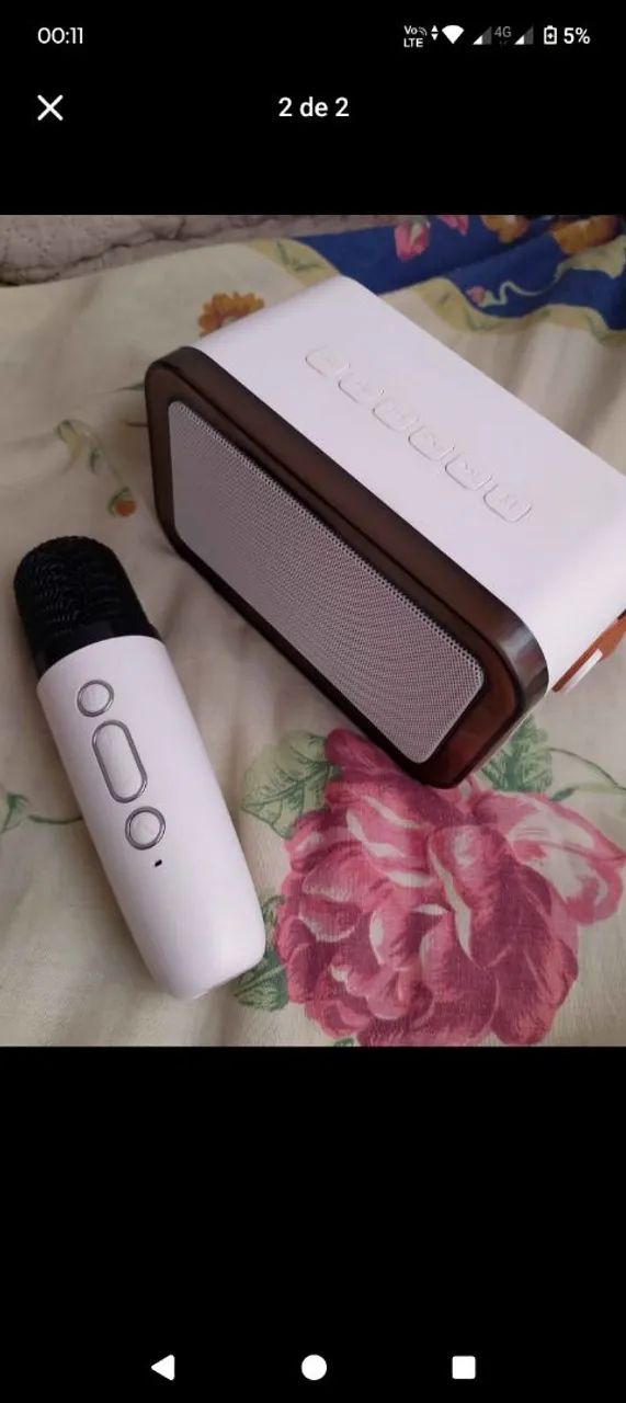 Caixinha de som bluetooth com microfone karaoke 451035596147937281