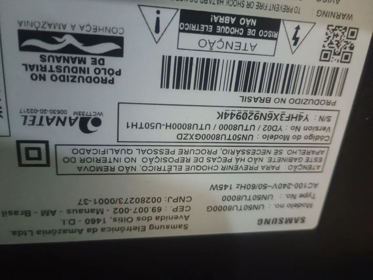 Vendo tv Samsung un50tu8000 com defeito na tela