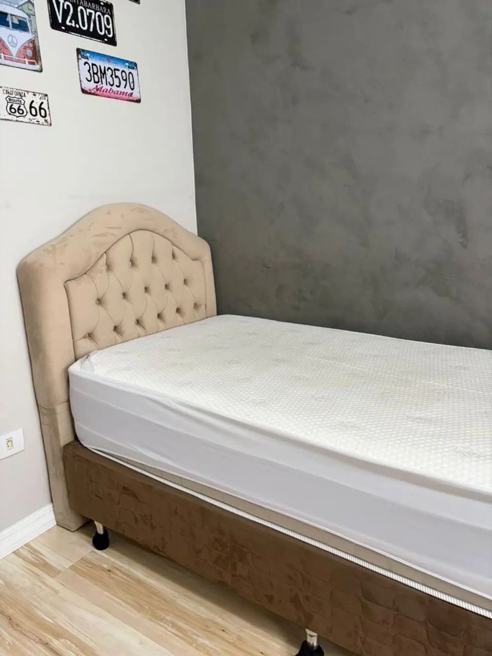 Cama Box, com cabeceira estofada - Usada - Foto 4