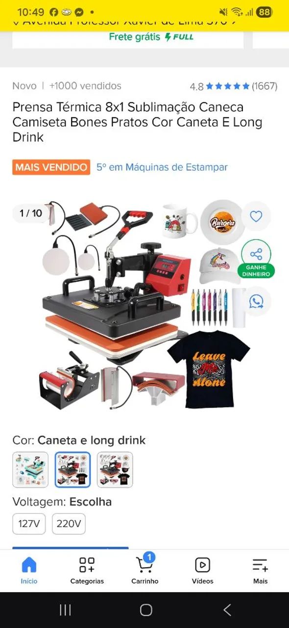 Maquina de estampar camisetas e canecas 