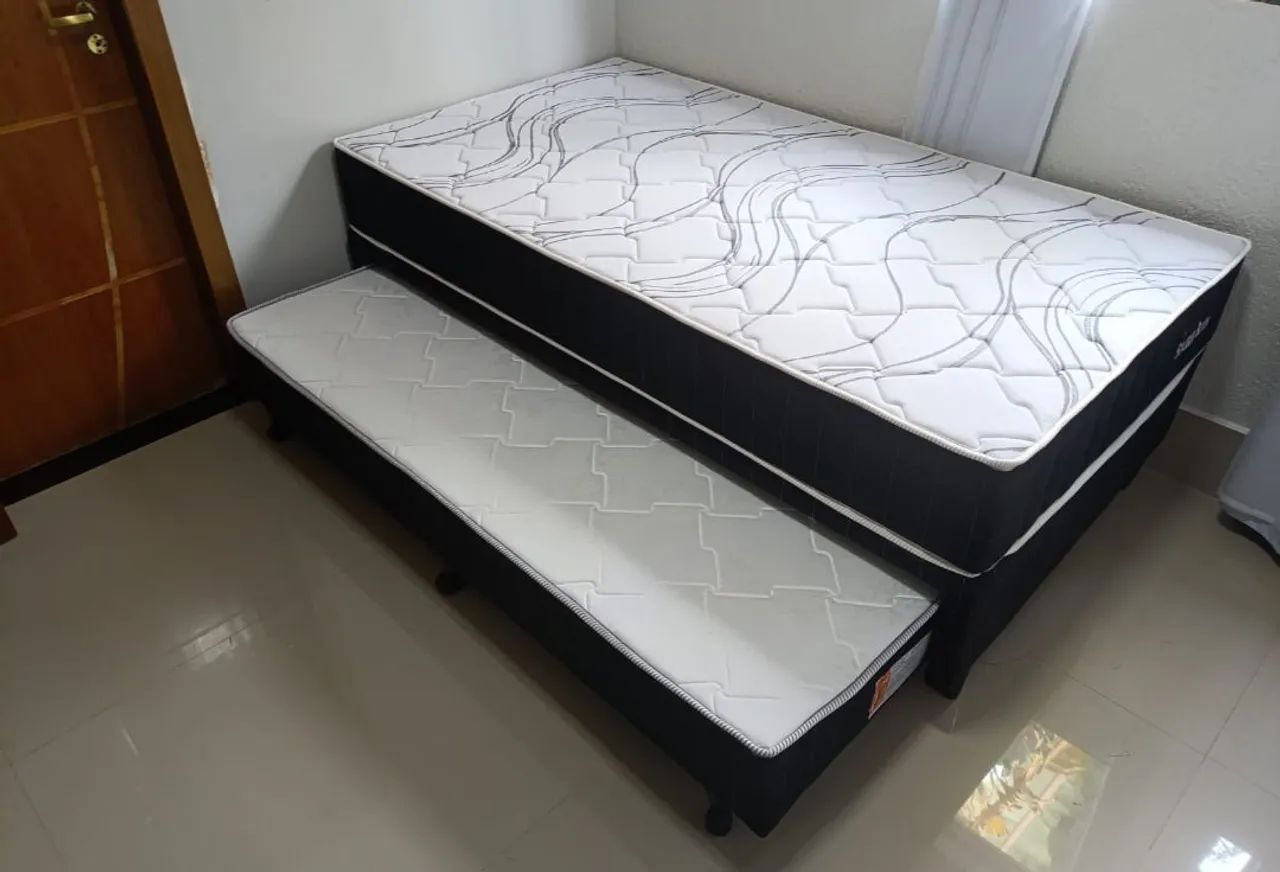 Cama box c/ auxiliar molas ensacadas nos 2 colchões  - Foto 2
