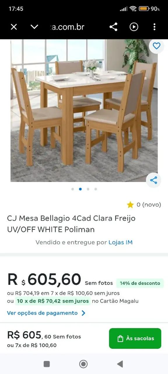 Mesa de jantar 4 Cadeiras - Foto 3