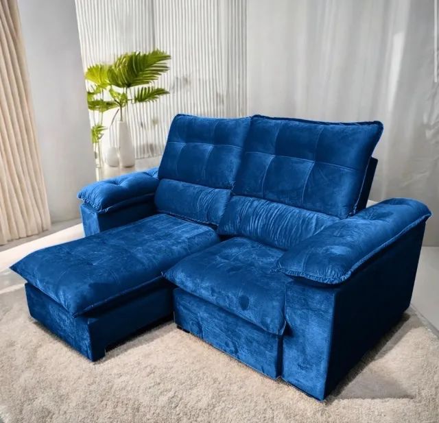 Sofá Retrátil Reclinável Verona 250 Azul