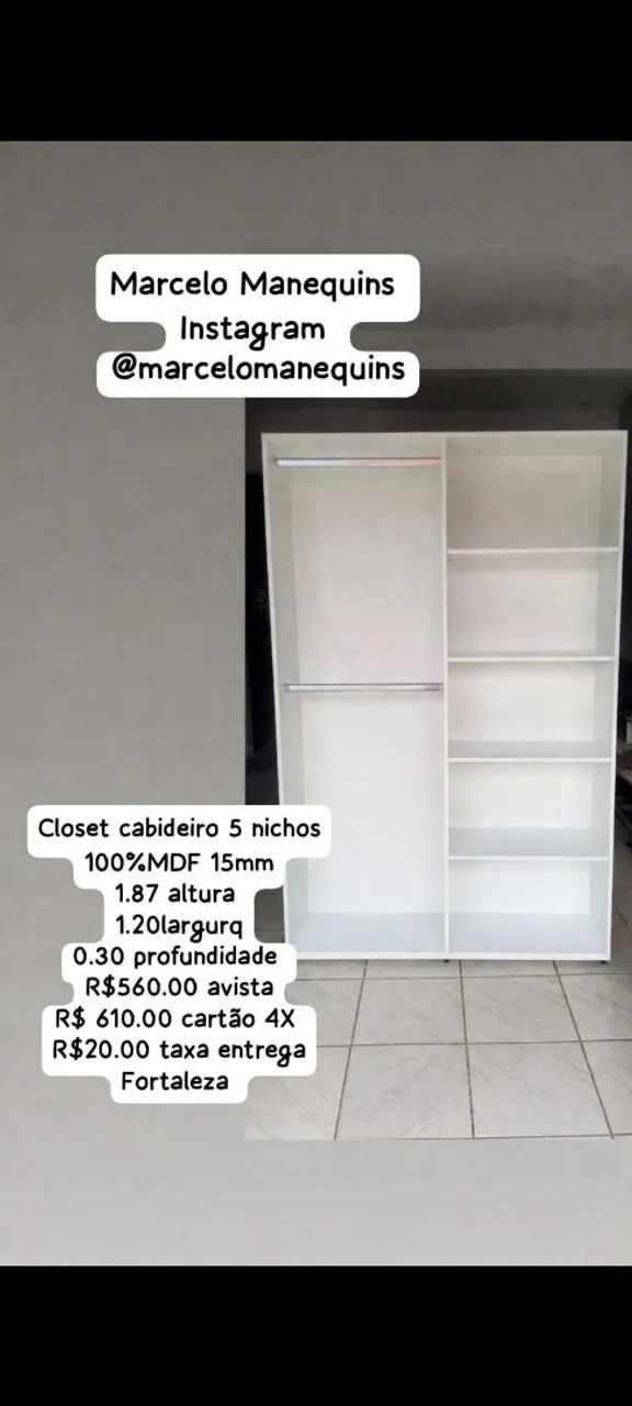 Closet cabideiro 5 nichos 