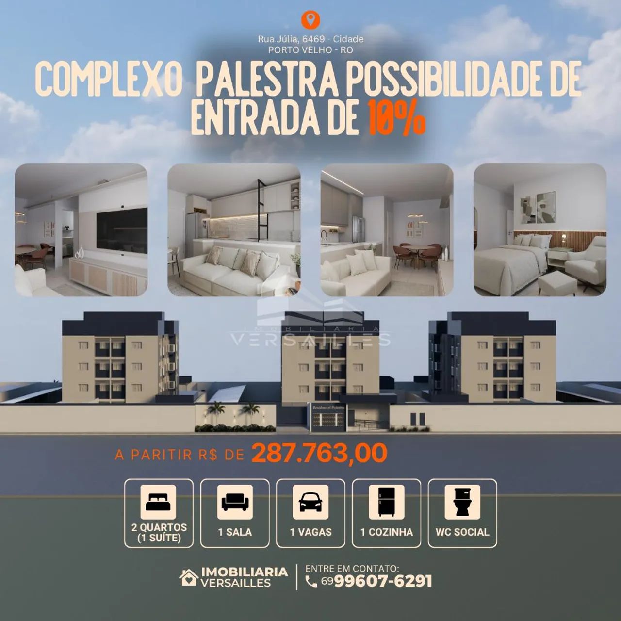 Apartamento de 2 quartos sendo uma suíte