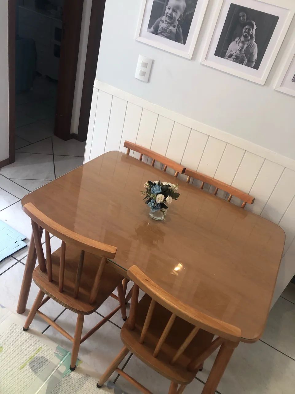 Mesa de madeira maciça com vidro temperado sob medida 65171914704642123