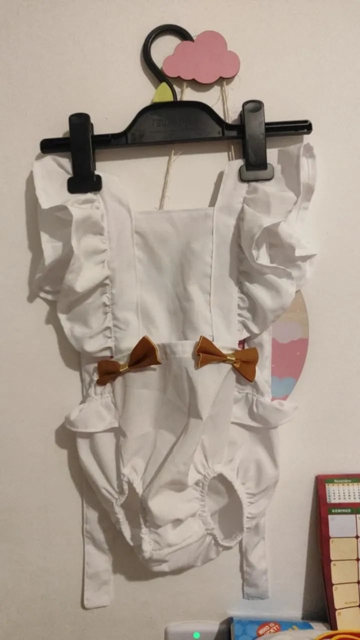 Romper branco e dourado (ano novo/ batizado/ casamento) 6-12m