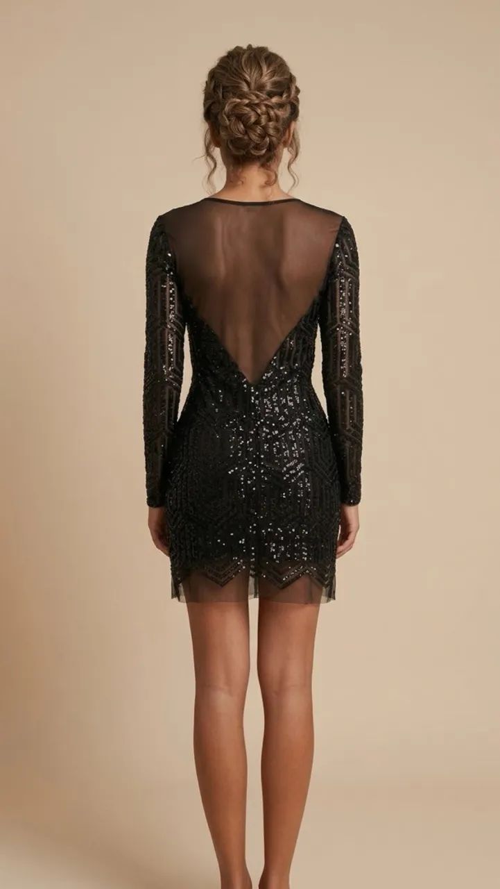 Vestido preto com brilho e transparência  - Foto 2