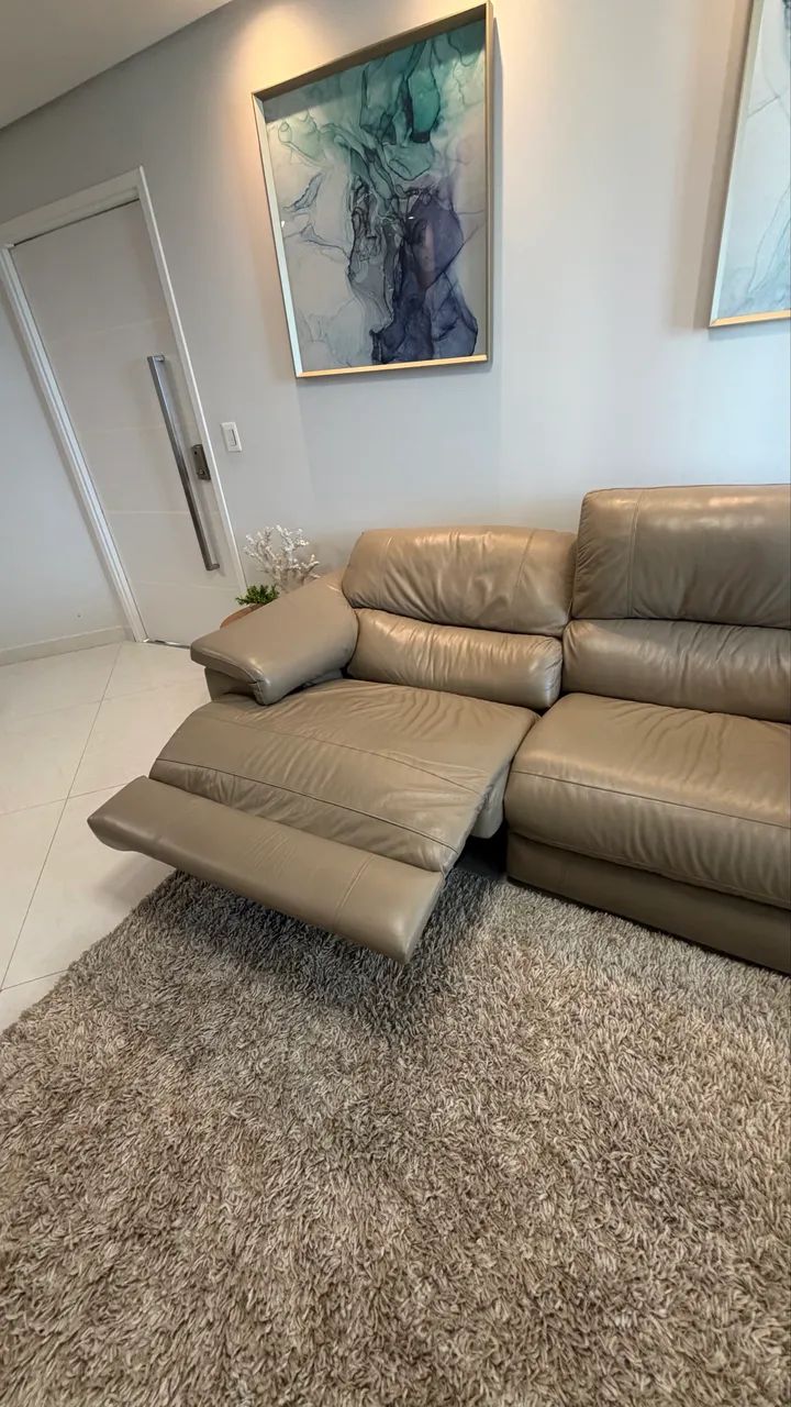 Sofá MEMPRA Reclinável elétrico couro 2 módulos - 220cm - Foto 4