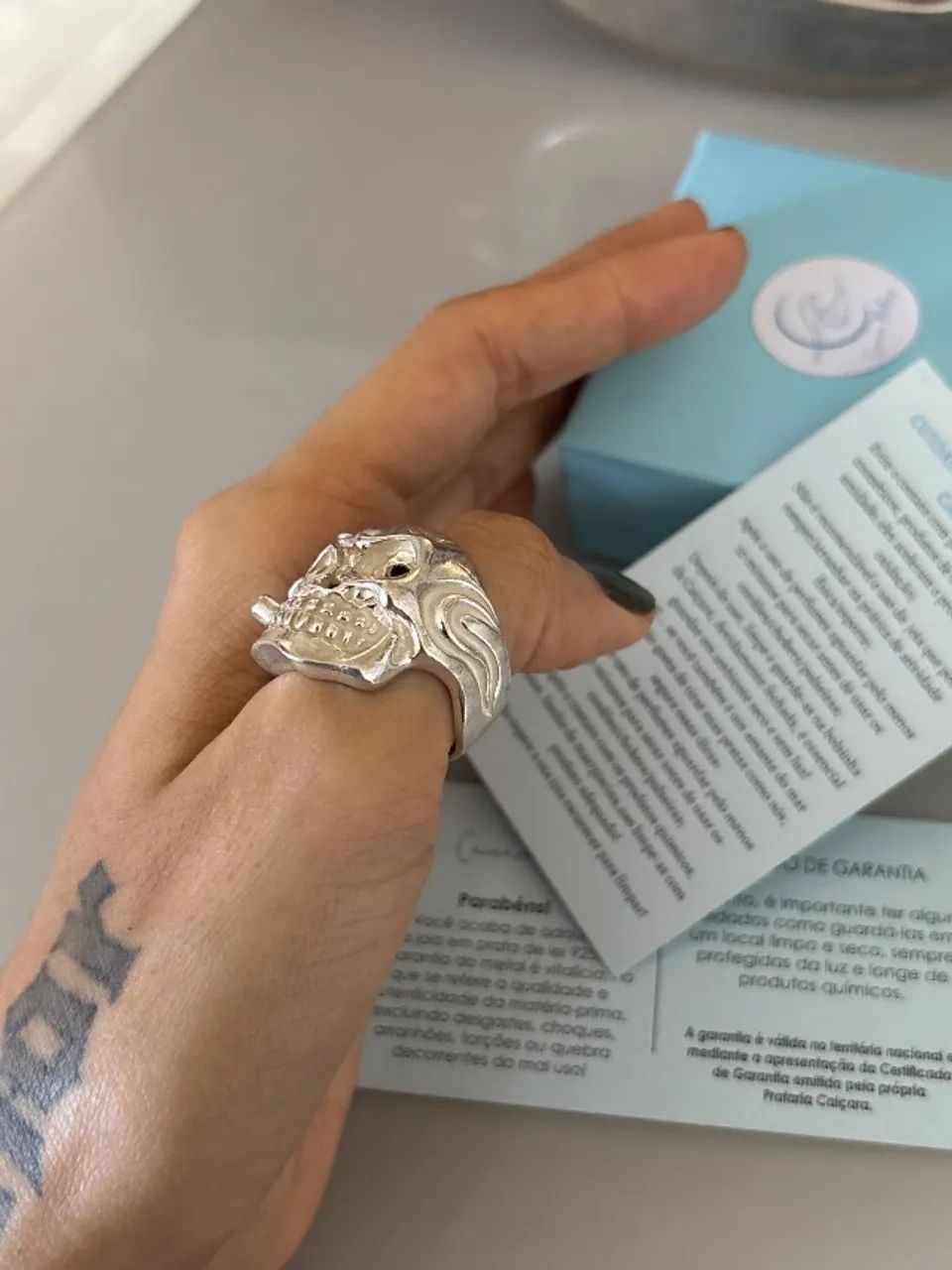 Anel Caveira Mexicana Prata 925 - Foto 3