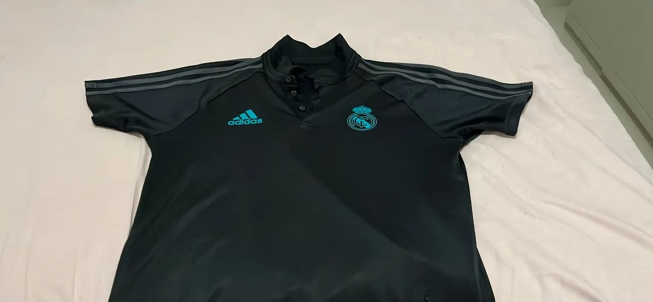 Polo Real Madrid Adidas  | Preta e Turquesa (Impecável)  - Foto 2