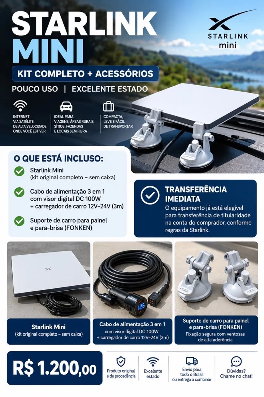 Starlink mini e acessórios 