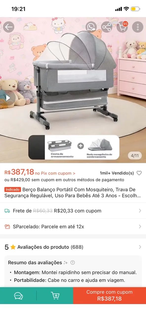 Vendo berço Moisés  usado  SEM O COLCAO
