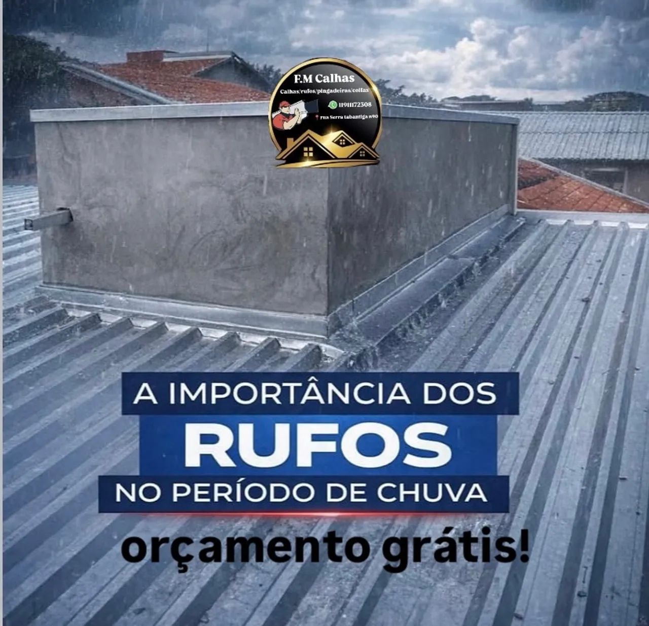 Calhas e rufo pingadeira