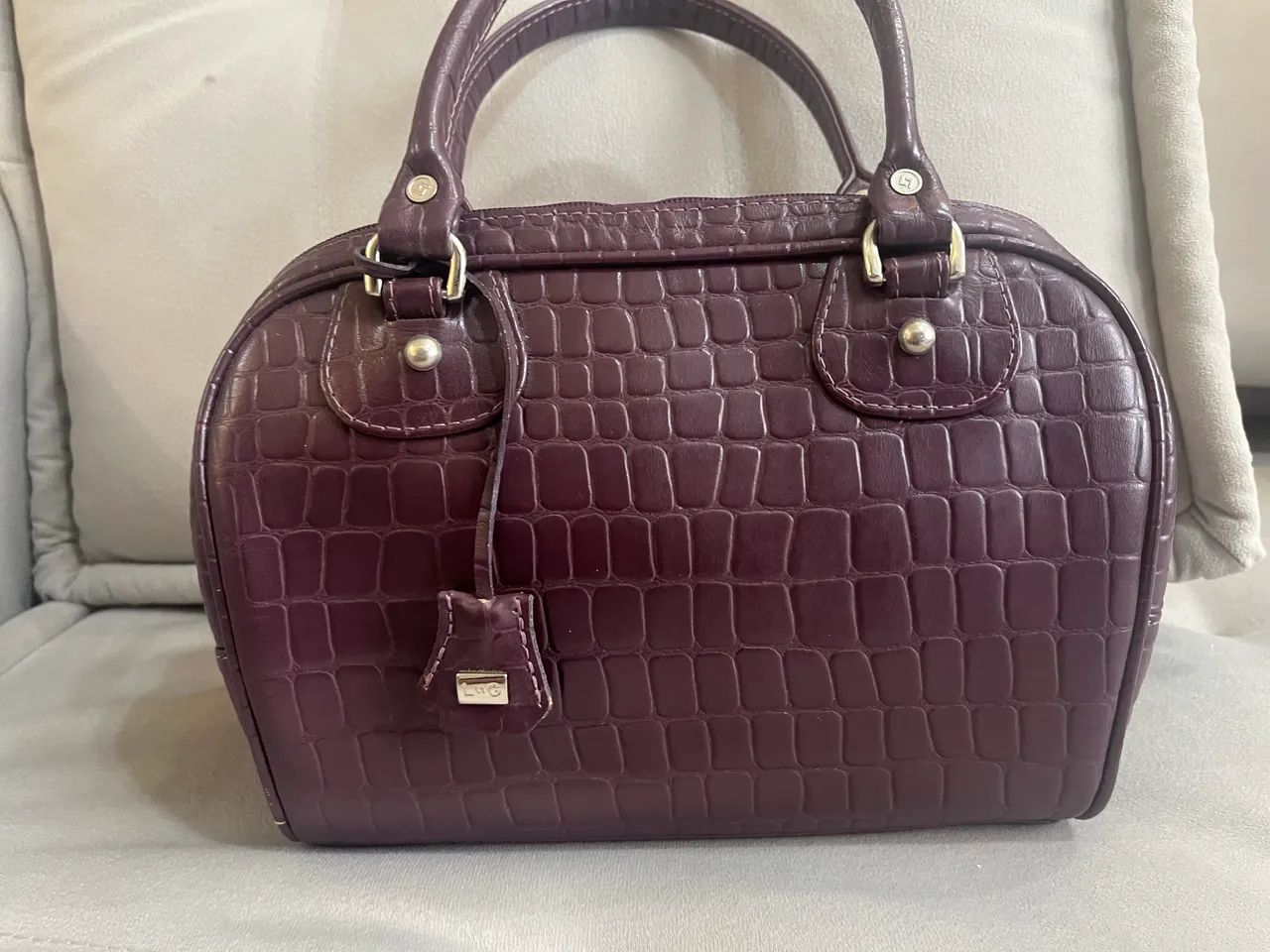 Bolsa L&G Vinho Croco Modelo Baú - Foto 3