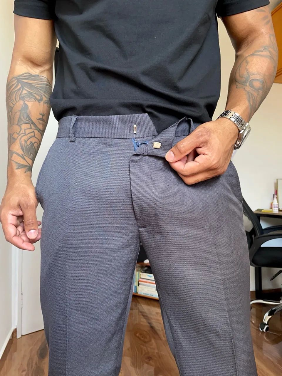 Calça alfaiataria cinza 40 - Foto 4