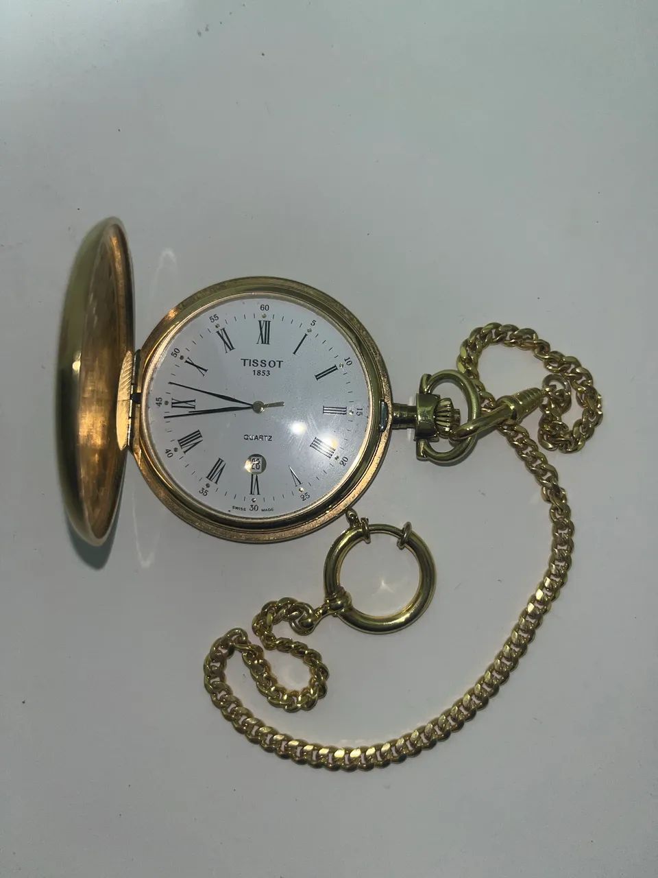 TISSOT 1853 - RELÓGIO DE BOLSO SUÍÇO QUARTZ COM CORRENTE