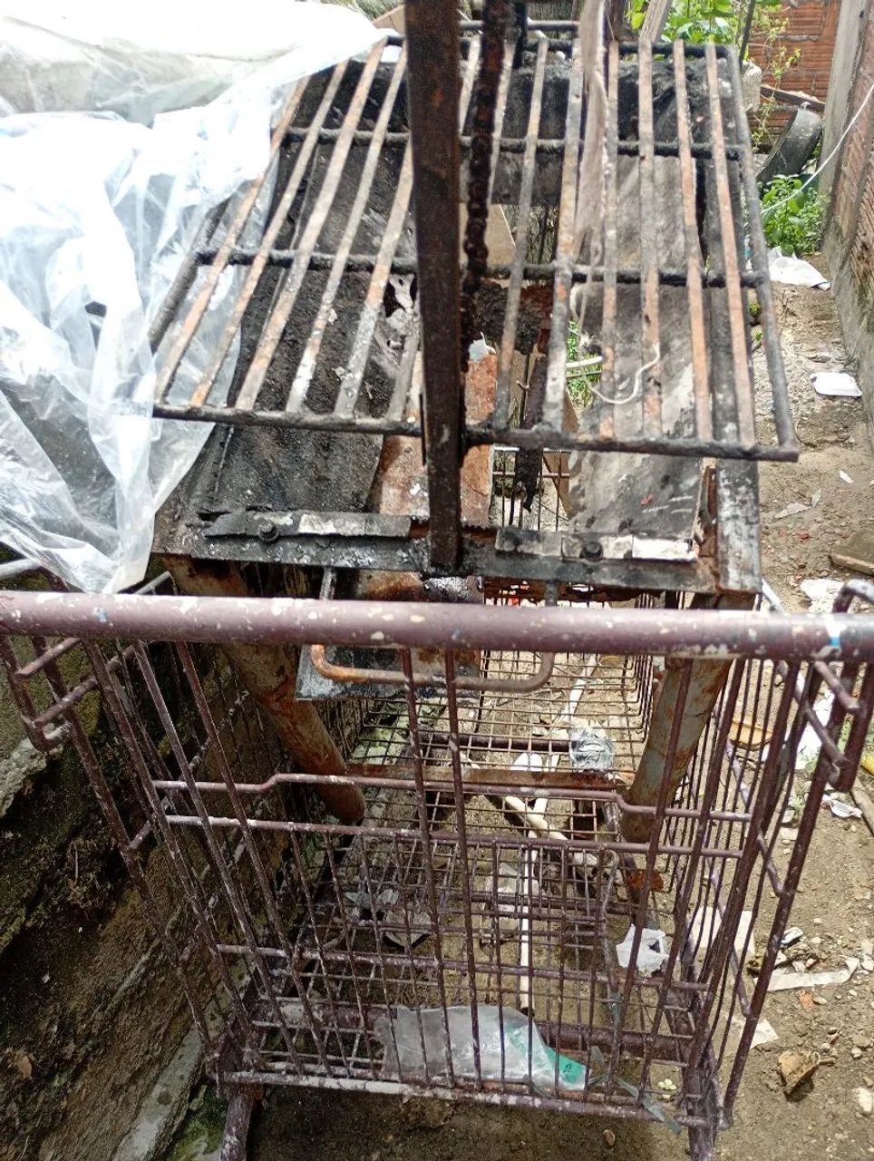 Carinho e churrasqueira sem fundo 