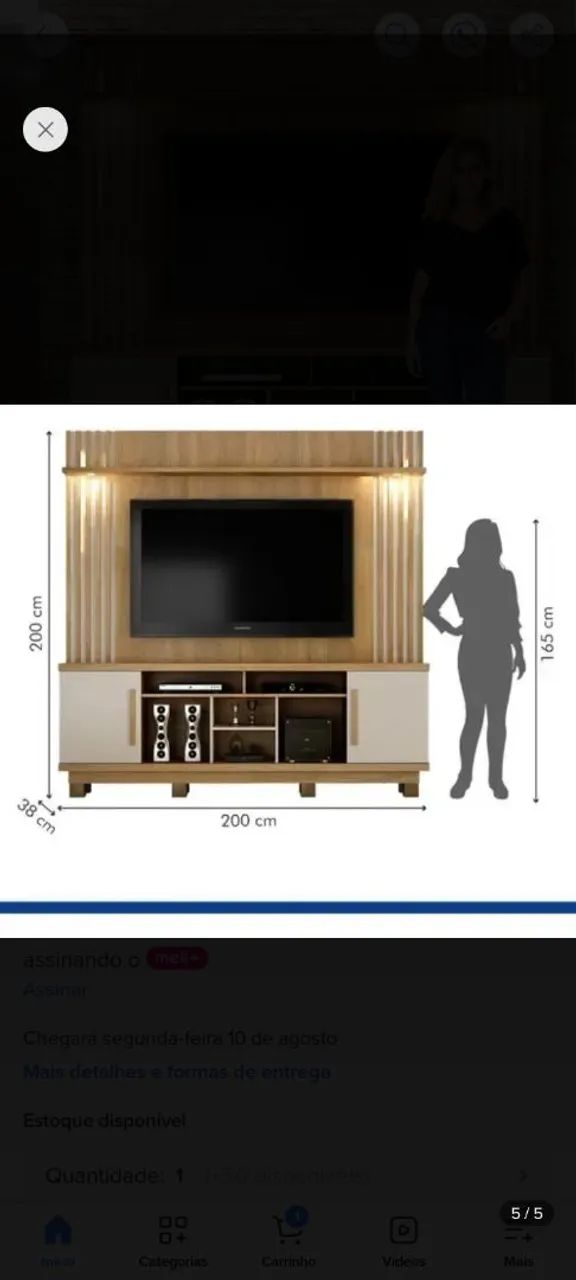 Estante Home Tv Até 60 Polegadas Com Led Plenus 
