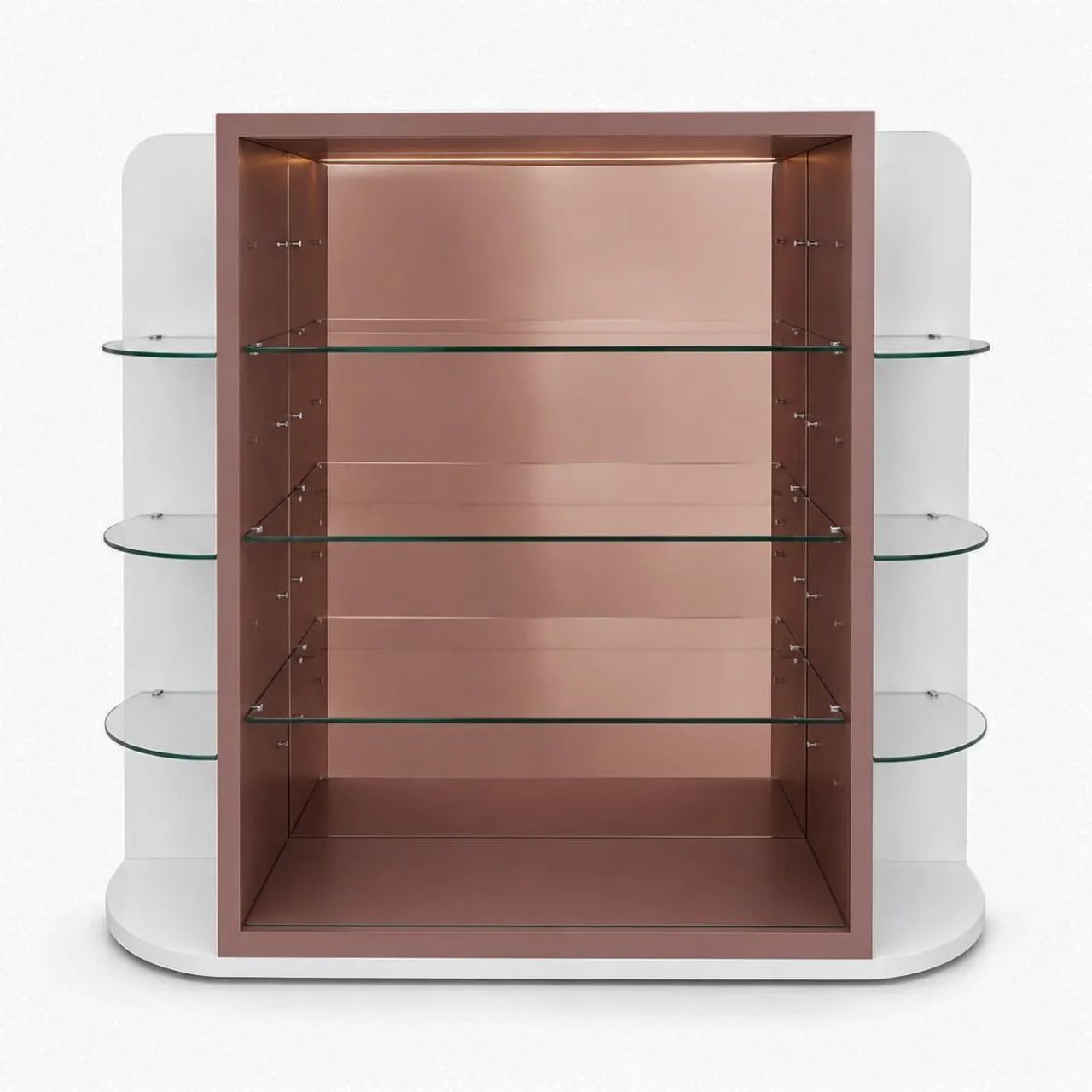 Expositor de loja com Rodas MDF com Vidro e Espelhos - Rose Gold + Branco - Foto 3