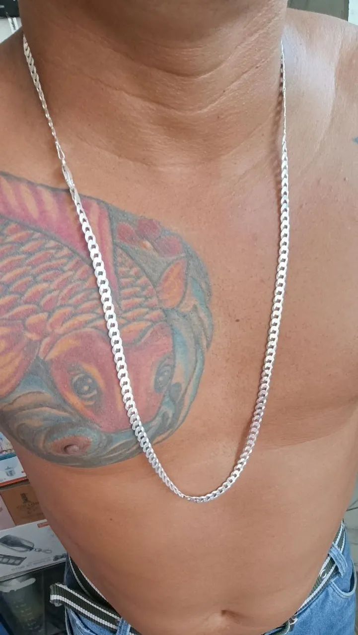 Corrente de prata escama  - Foto 3