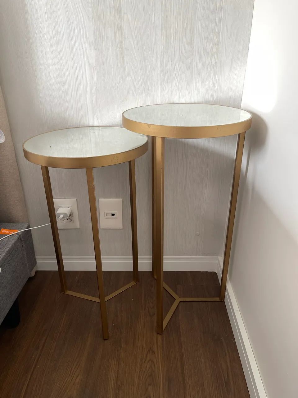Conjunto com 2 Mesas Laterais Redondas Douradas - Foto 3
