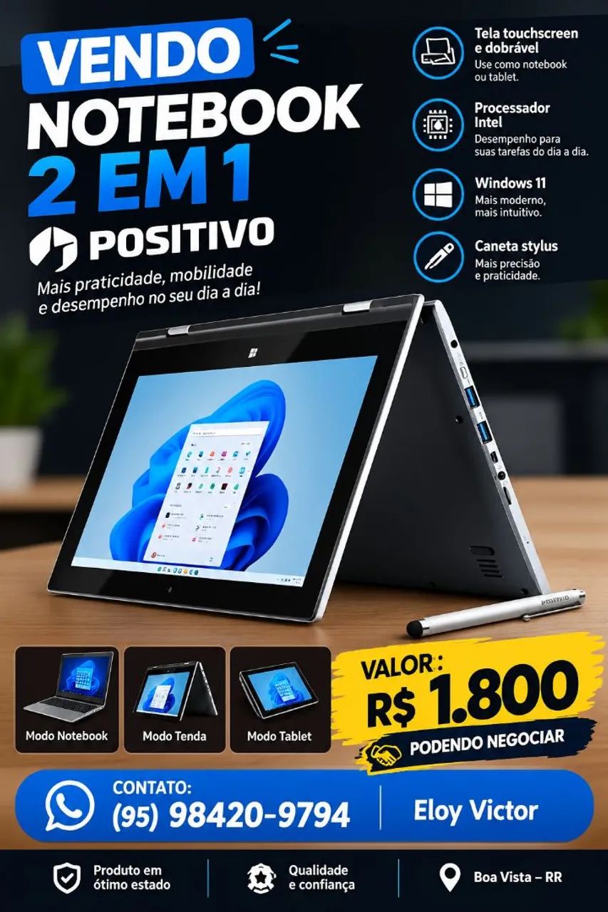 Vendo notebook 2 em 1